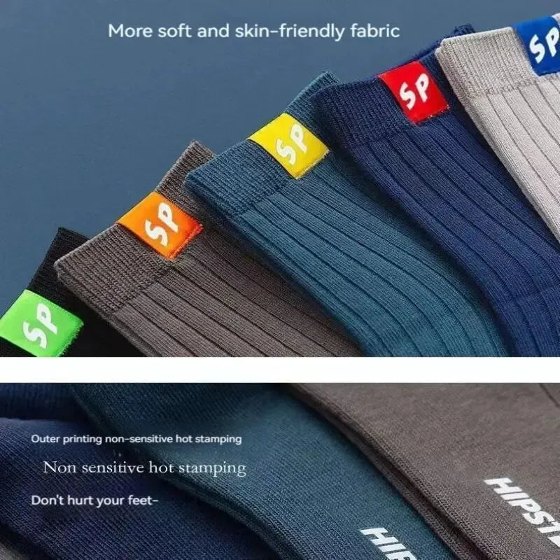 LOR MALE 5 Pairs Socks Mid-Calf Socks Warm Socks Long Sweat-Absorbing Breathable Socks