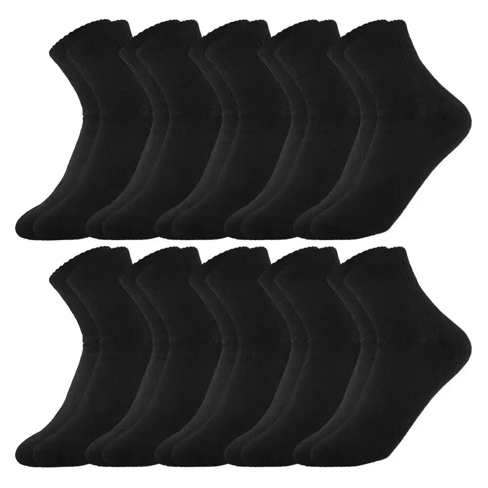 LOR MALE 10 Pairs of Men's Mid-Calf Socks Cotton Socks for All Seasons, Solid Color and Versatile