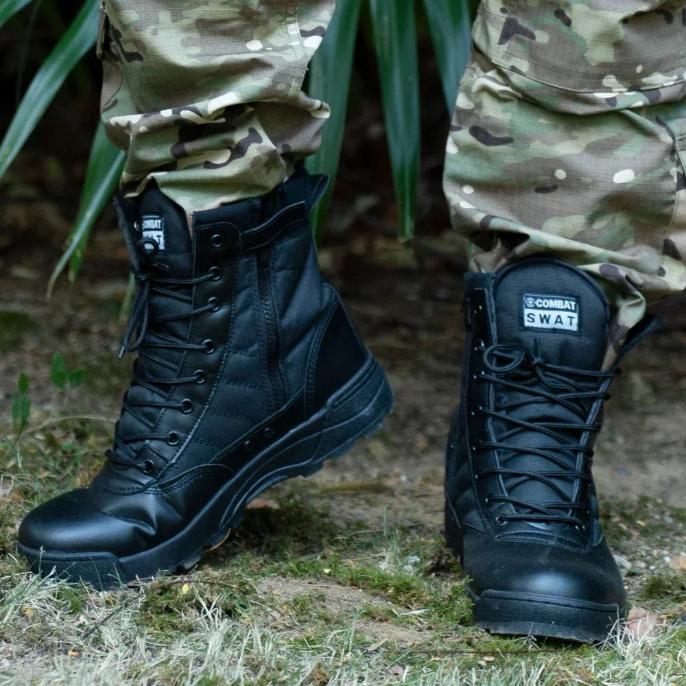 LOR MALE Men's Steel Toe Boots Outdoor Tactical Hiking Desert Boots Men Stab-proof Smashing Work Safty Shoes Wear Protection Shoes