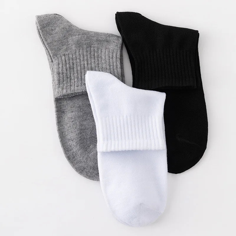 LOR MALE 10 Pairs of Men's Mid-Calf Socks Cotton Socks for All Seasons, Solid Color and Versatile