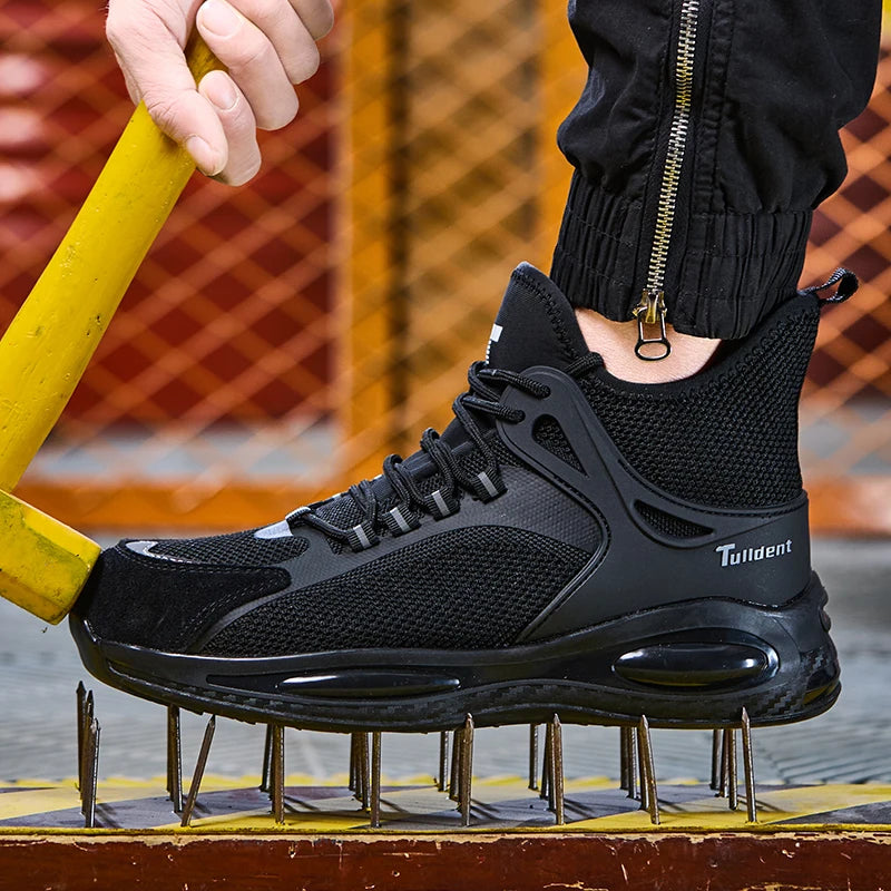 LOR MALE Men's Steel Toe Safety Shoes Work Boots Anti-Puncture Slip Resistant Lightweight Breathable Industrial Construction