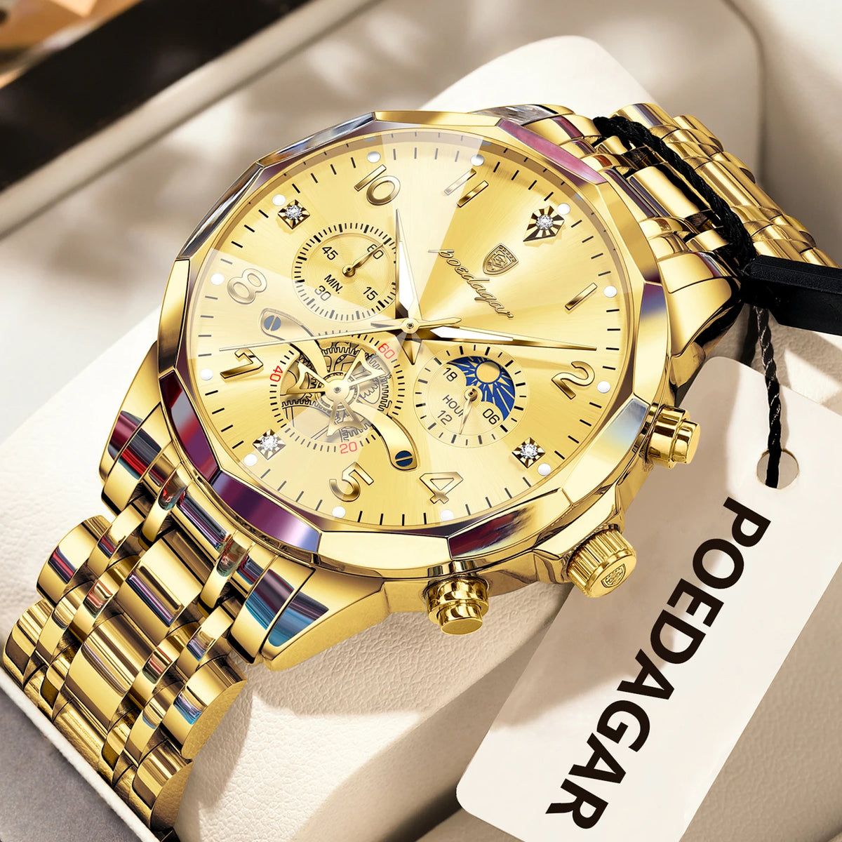 LOR MALE POEDAGAR Luxury High Quality Man Wristwatch Chronograph Stainless Steel Quartz Men's Watches Waterproof Luminous Men Clock Reloj