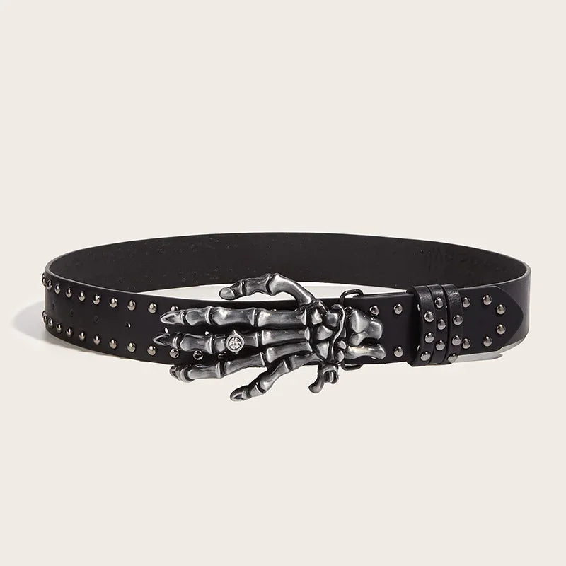 LOR MALE Desinger Belts For Women High Quality Luxury Brand Punk Goth Rivet Black Jeans Unisex Men Belt Paw Skull Buckle Waistband Man