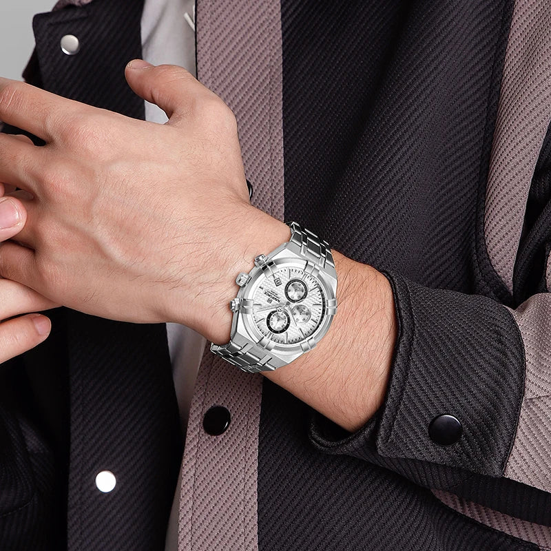 LOR MALE NAVIFORCE Business Men's Quartz Chronograph Elegant Wild Waterproof Date Display Male Wristwatch High Quality Man Watches NF8042
