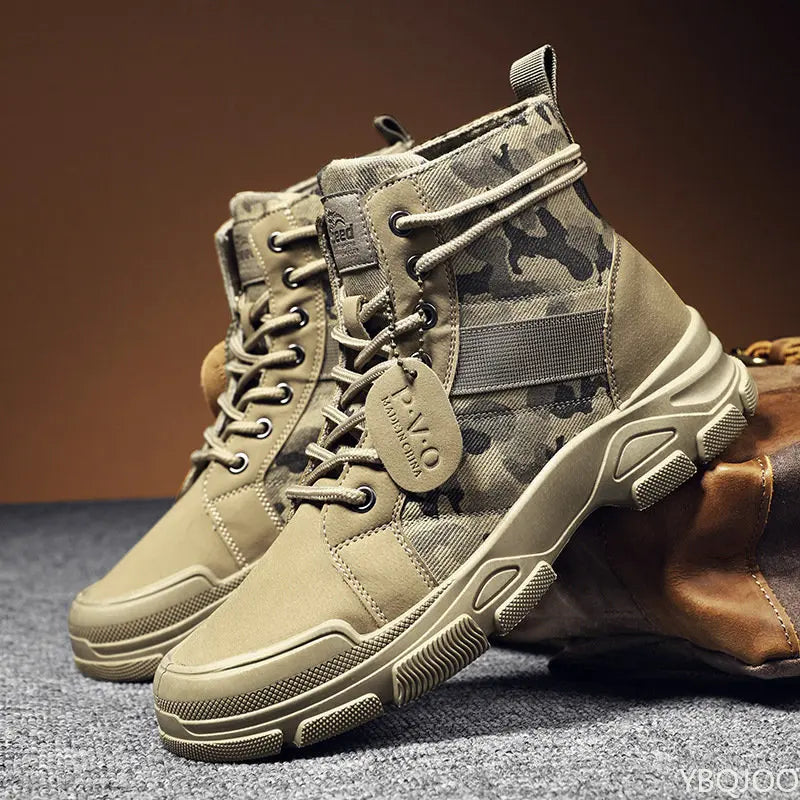LOR MALE Men Boots Casual Outdoor Desert Boots Autumn Fashion Camouflage Lace-up Platform Shoes Man  Botas Masculina Zapatos Hombre