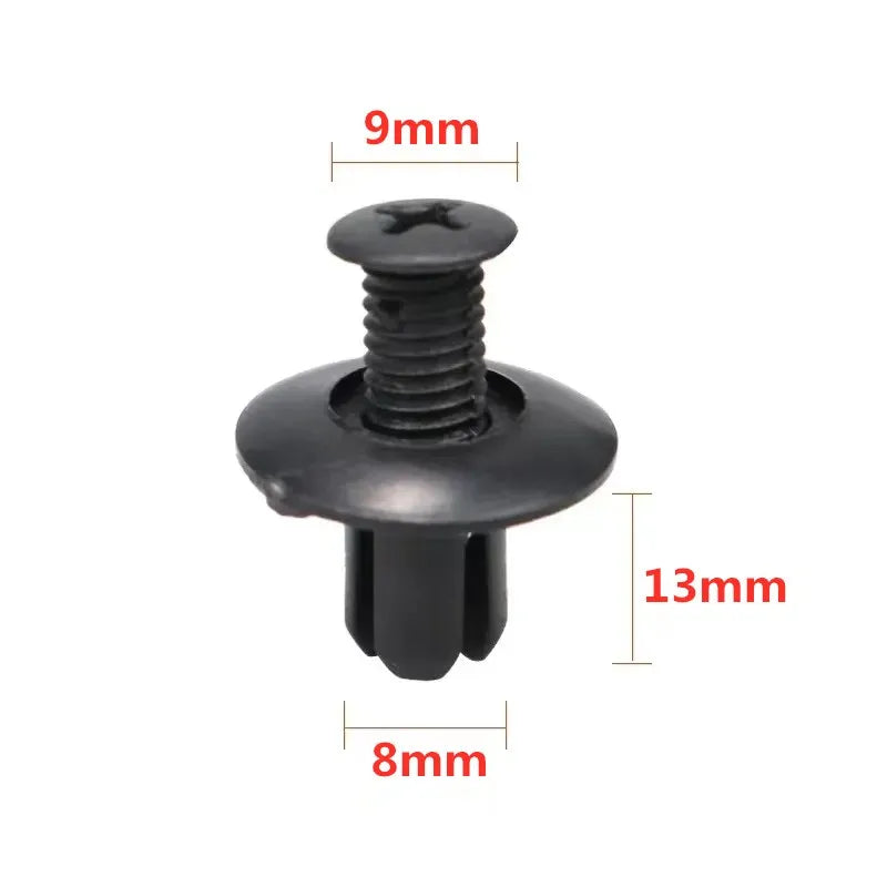 LOR MALE 1/5/10/30/50/100pcs 8mm Plastic Rivets Fasteners Screw Car Bumper Fender Black Rivet Car Fastener Clips for Toyota Focus Kia Nis