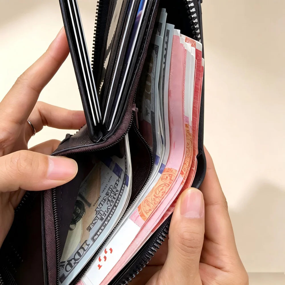 LOR MALE Wallet, Stylish Business Wallet Large Capacity with Multiple Card Slots and