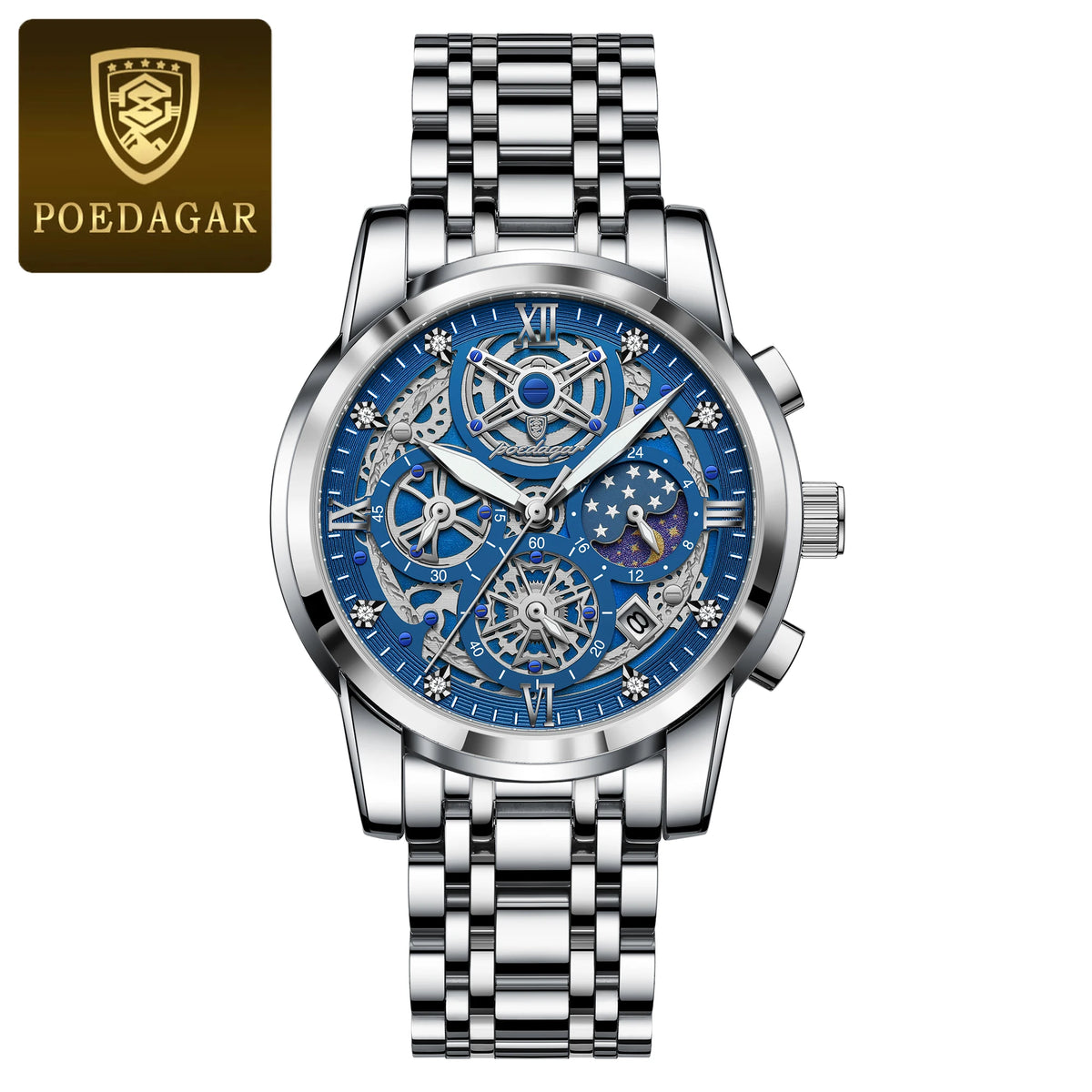 LOR MALE POEDAGAR Luxury High Quality Man Watch Waterproof Luminous Chronograph Date Men Watch Stainless Steel Quartz Men's Watches Reloj