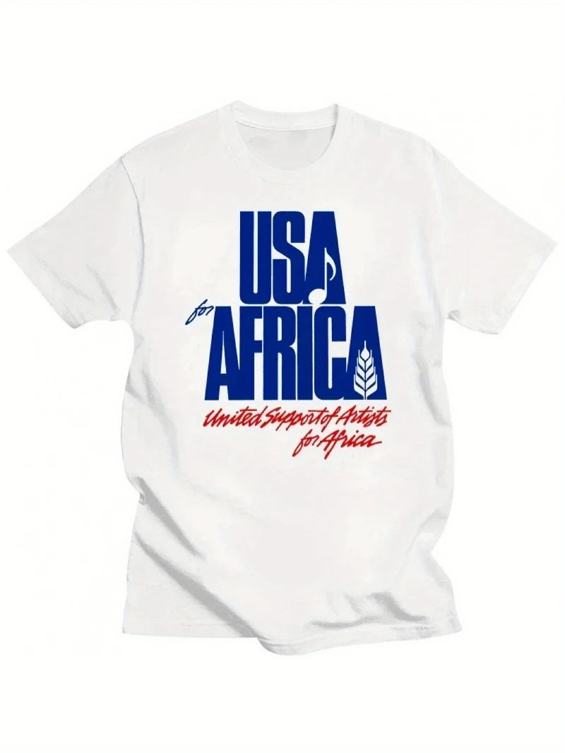 LOR MALE Men's T-shirt - We Are the World Anniversary Edition, American-African Collaborative Artist Design T-shirt, Classic Fit