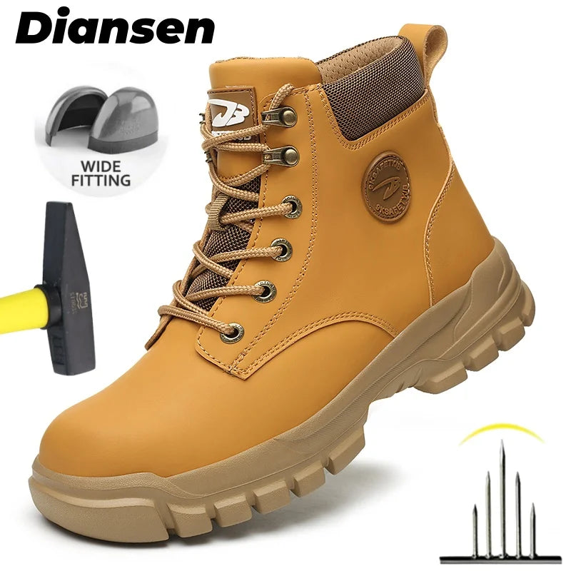 LOR MALE Steel Toe Shoes for Men Women Lightweight Anti-smash Steel Toe Sneakers Indestructible Work Boots Construction Safety Shoes