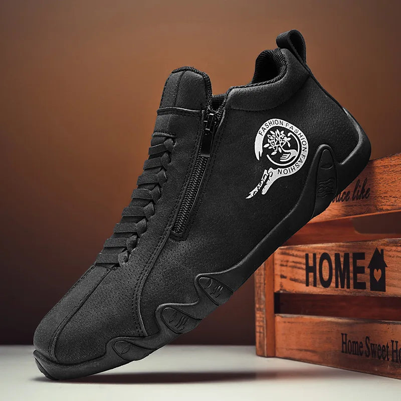 LOR MALE Men Boots Barefoot Shoes for Men Designer Pattern Ankle Boots Autumn Hiking Shoes High-Top Sneakers Luxury Mens Motorcycle Boots