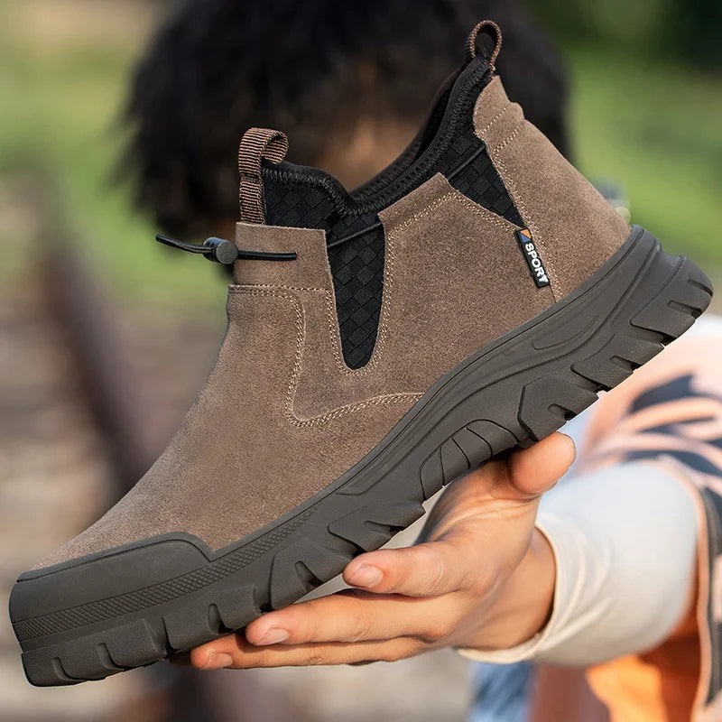 LOR MALE Safety Shoes Men's Working Boots Steel Toe Shoes For Men Anti-Puncture Boots Indestructible Work Shoes Outdoor Safety Boots