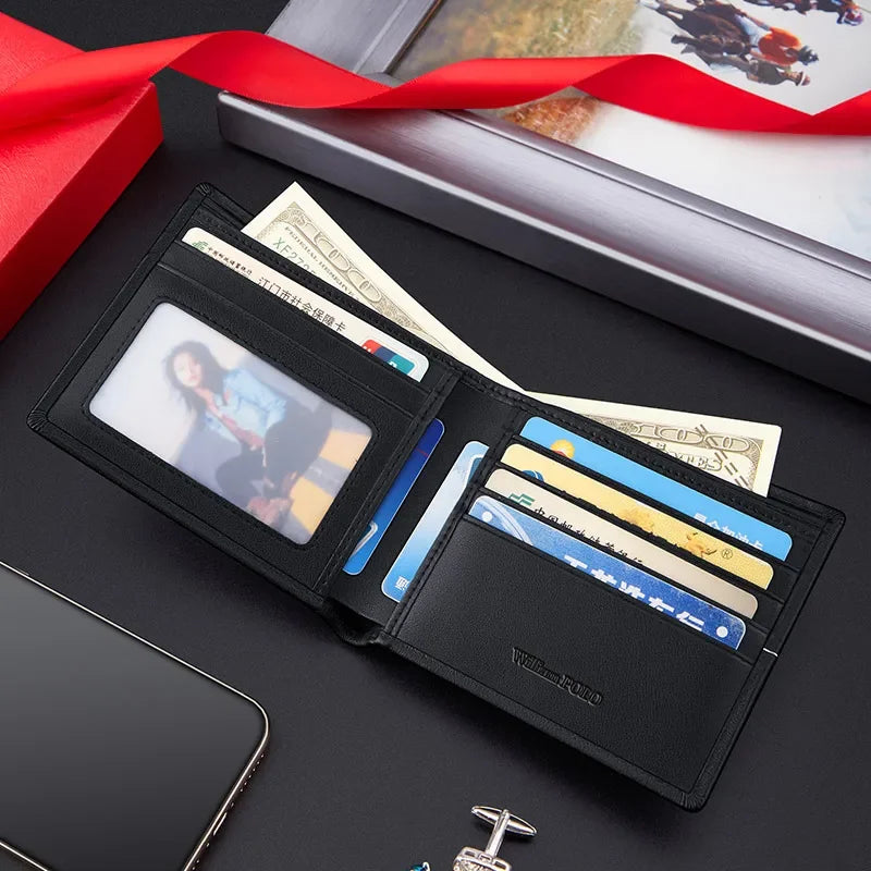 LOR MALE Wallet Men's Short Soft Cowhide Genuine Leather Wallet New Trendy Brand Fashion Men's Wallet Luxury Brand