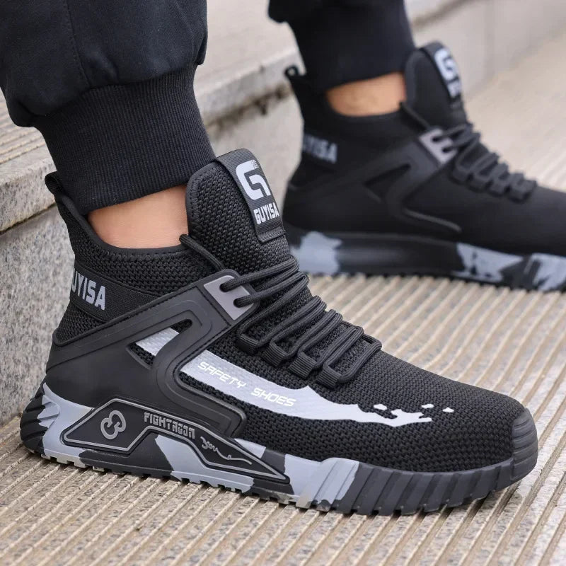 LOR MALE High Top Men's Shoes Steel Toe Work Shoes Men Anti-puncture Safety Shoes Woman Work Safety Boots Man Indestructible Men Boots