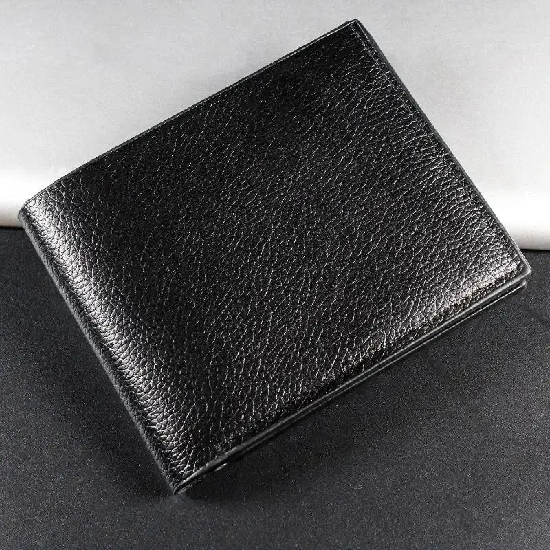 LOR MALE Wallet Genuine Leather Men Wallets Real Cowhide Wallets Short Black Walet