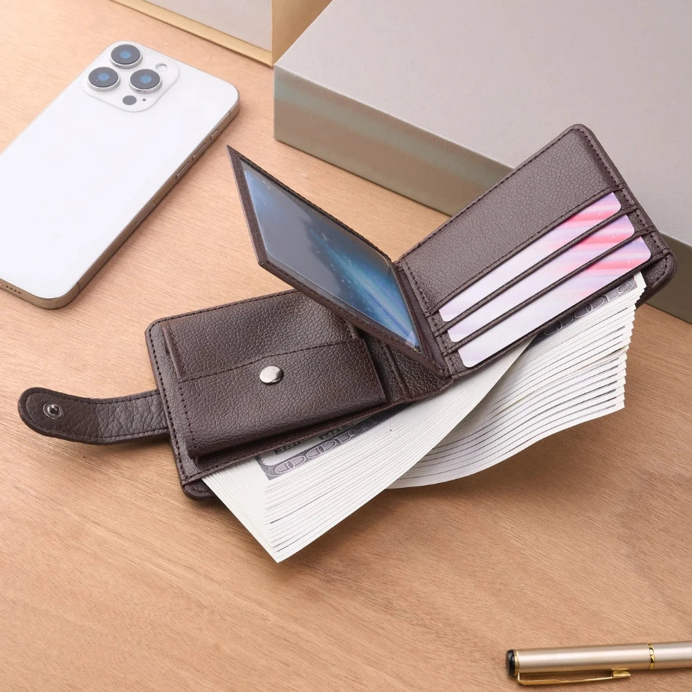 LOR MALE Men Wallets Leather Zipper Purse Man Business Casual Slim Card Horders Quality Male Short Multi-card Wallet Coin Pocket Purse