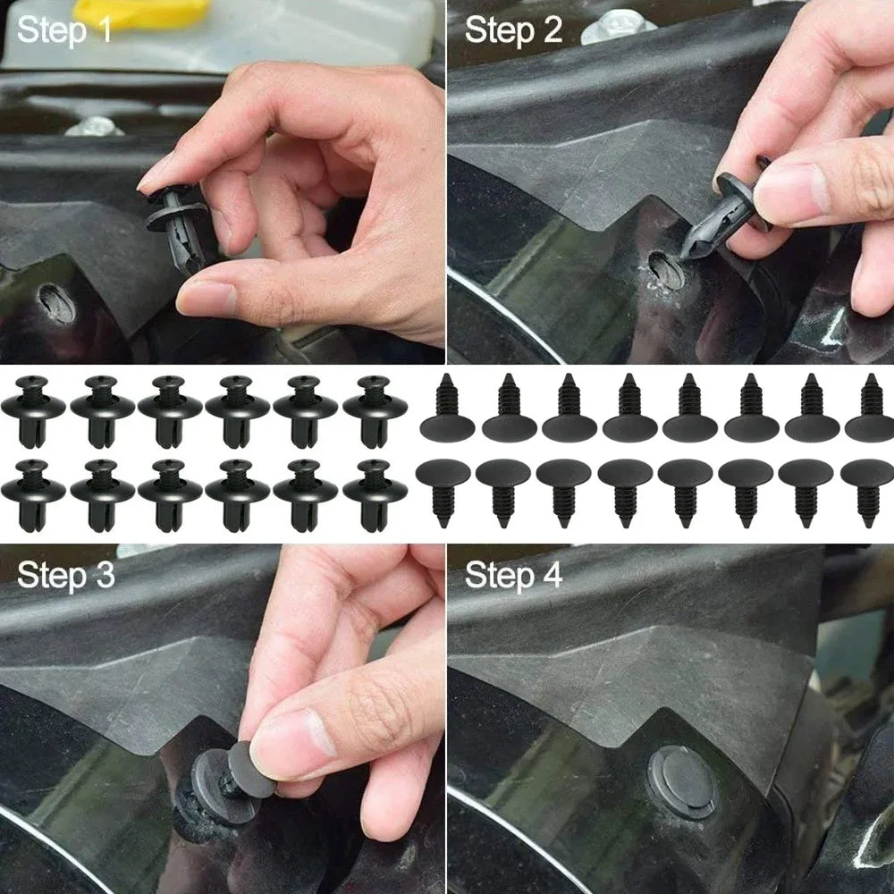 LOR MALE 190pcs Car Retainer Clips 6 Sizes Fasteners Automotive Plastic Clips Kit Auto Trim Panel Clip Mixed Car Body Bumper Rivet