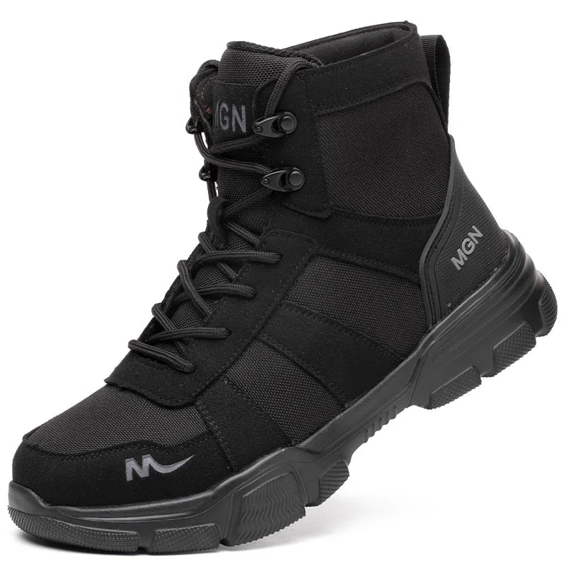 LOR MALE Steel Toe Safety Shoes Men Work Safety Boots Lightweight Breathable Comfortable Sneakers Men Boots Slip-Resistant Shoes