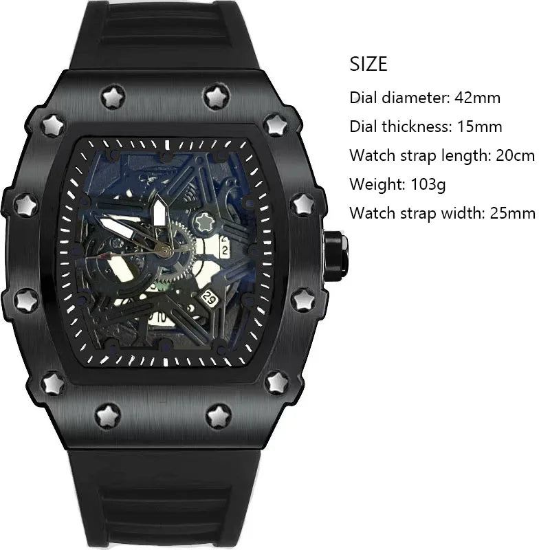 LOR MALE Men Watches Light Luxury Brand Domineering Beauty Trend Pentagram Luminous Win