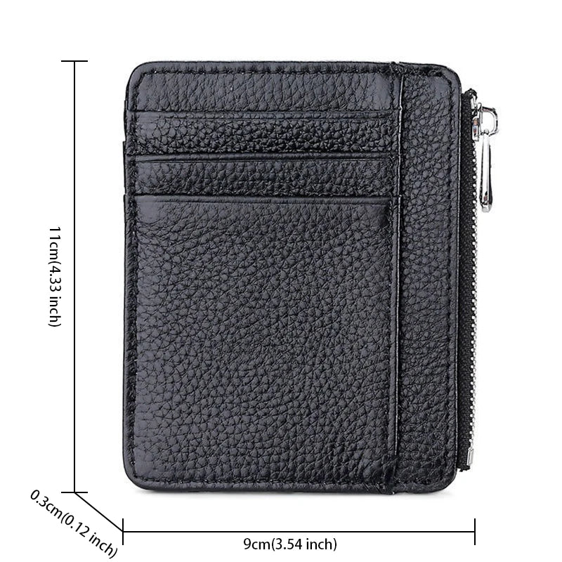 LOR MALE Slim Card Holders Wallets Pu Leather Cardholder Purses with Zip Coin