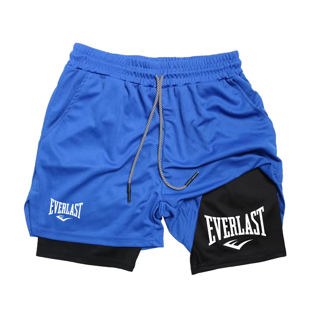 LOR MALE Men Running Shorts 2 In 1 Double-deck Sport Shorts Sportswear Gym