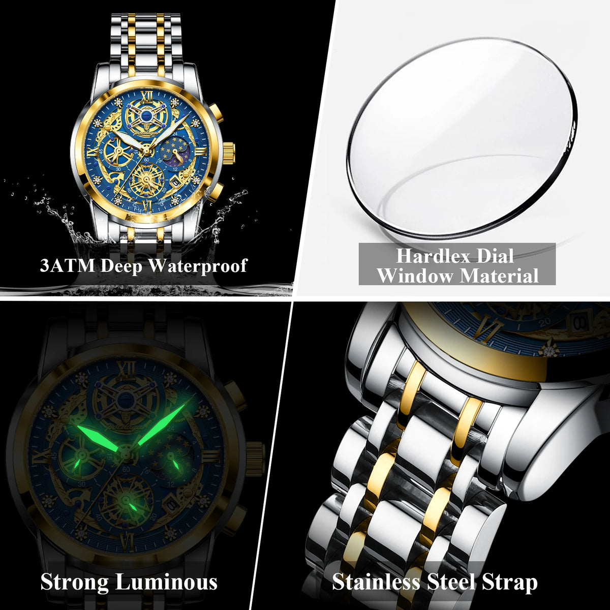 LOR MALE POEDAGAR Luxury High Quality Man Watch Waterproof Luminous Chronograph Date Men Watch Stainless Steel Quartz Men's Watches Reloj