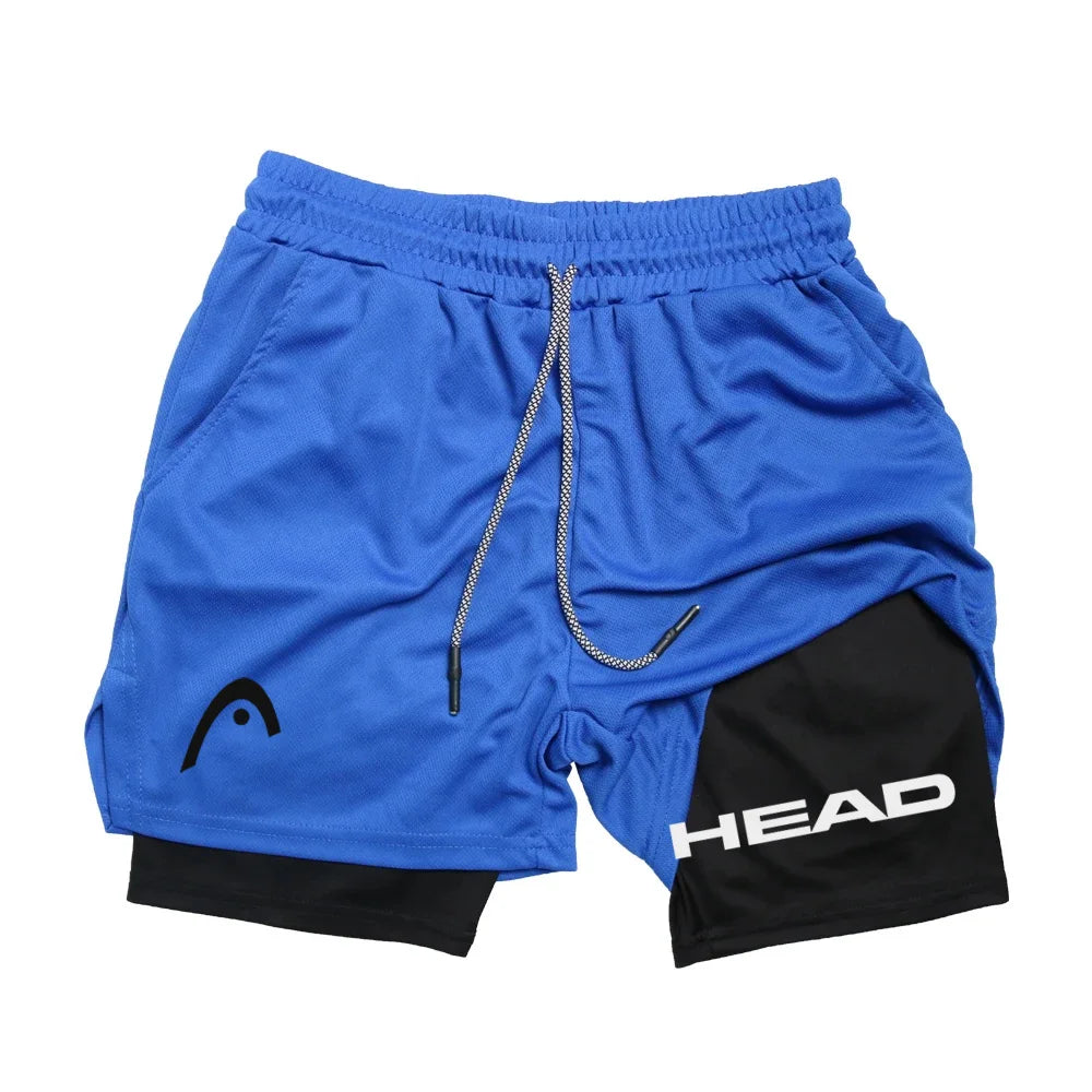 LOR MALE Anime Berserk Head Running Shorts Men Fitness Gym Training 2 in 1 Sports Quick Dry Workout Jogging Double Deck Summer