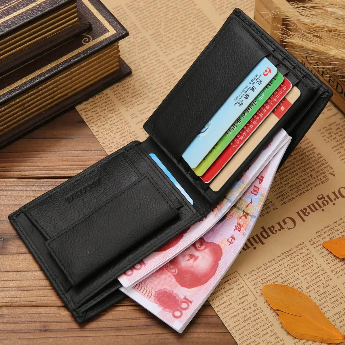 LOR MALE New Men Wallets Premium Product Real Cowhide for Man Short Black Walet Portefeuille Homme