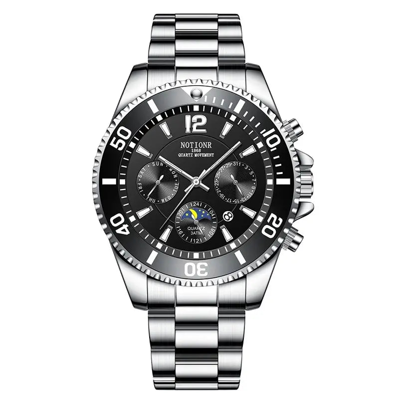 LOR MALE Watches Sport Waterproof Stainless Steel Quartz Watch Luxury Man Business Lumi