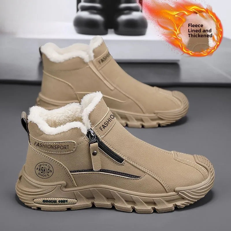 LOR MALE Men's Slip-On Work Boots No Laces Fall Construction Anti-Slip Wear-Resistant Fashionable Waterproof Sports  Boots