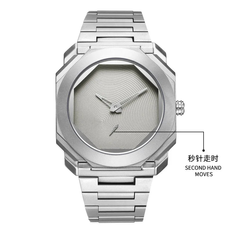 LOR MALE New Watches for Men Luxury Stainless Steel Unique Octagonal Dial Waterproof Quartz Wristwatches Relogio Masculino Drop Shipping