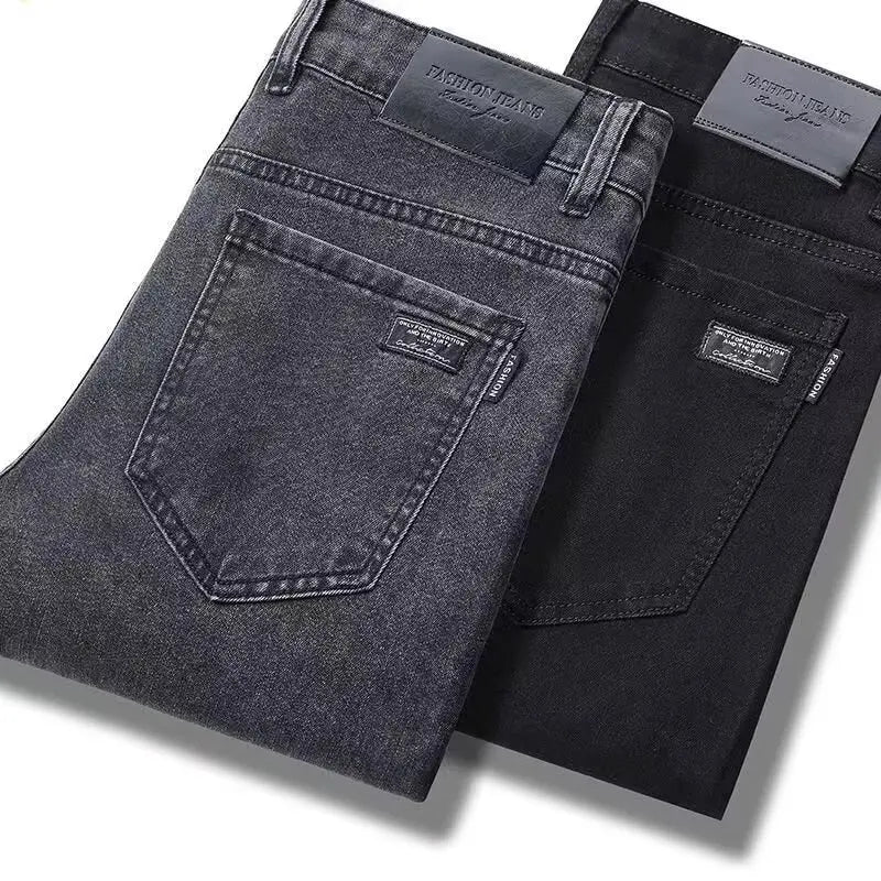 LOR MALE Men's Casual Work Jeans Straight Leg Large Size Fashionable City Style Youthful Energy High Elasticity Wear Resistant