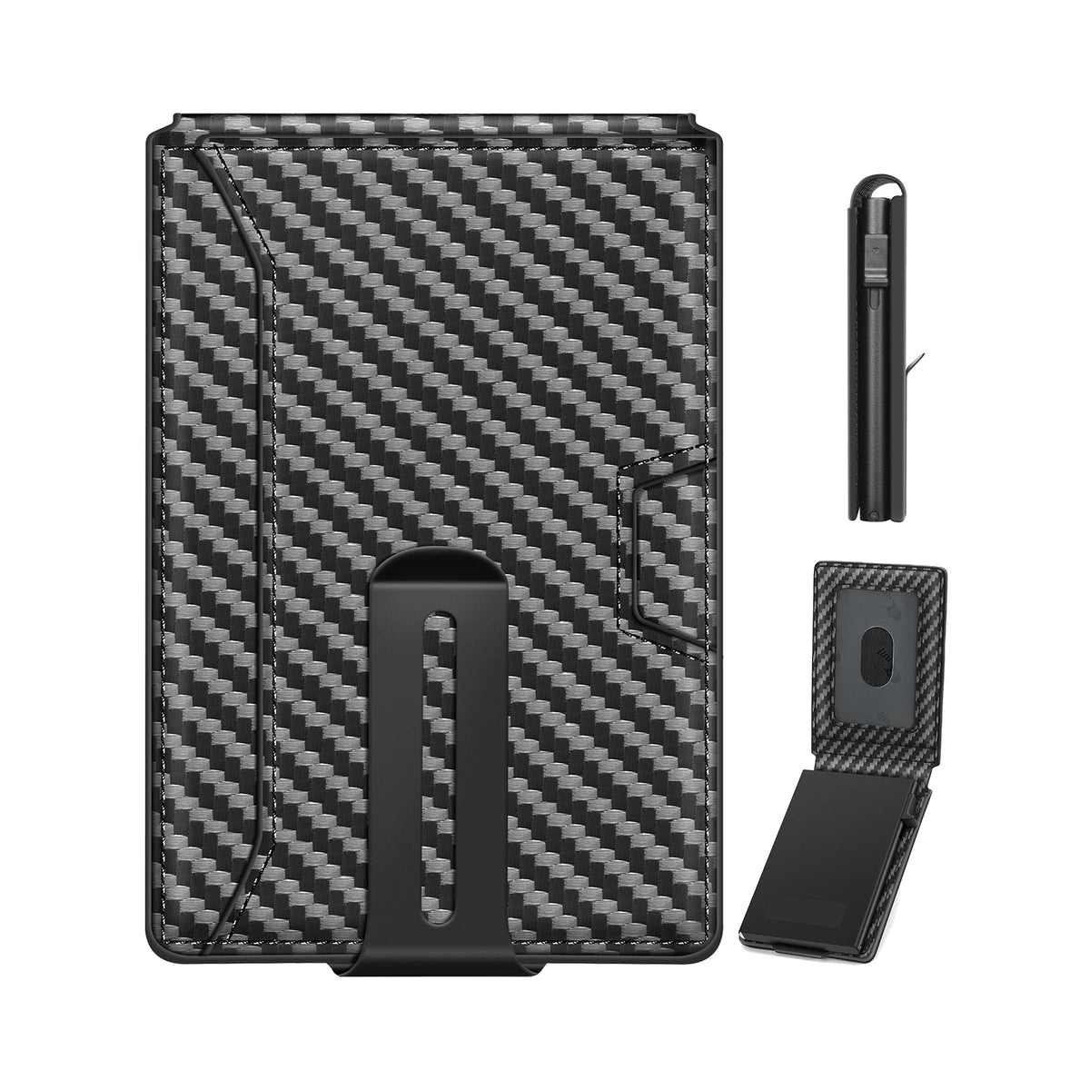 LOR MALE Men New Wallet with Money Clip Carbon Card Wallet Slim Wallet magsafe cüzdan metal Gift Box Christmas Gift Men  Gift  Mens Gift