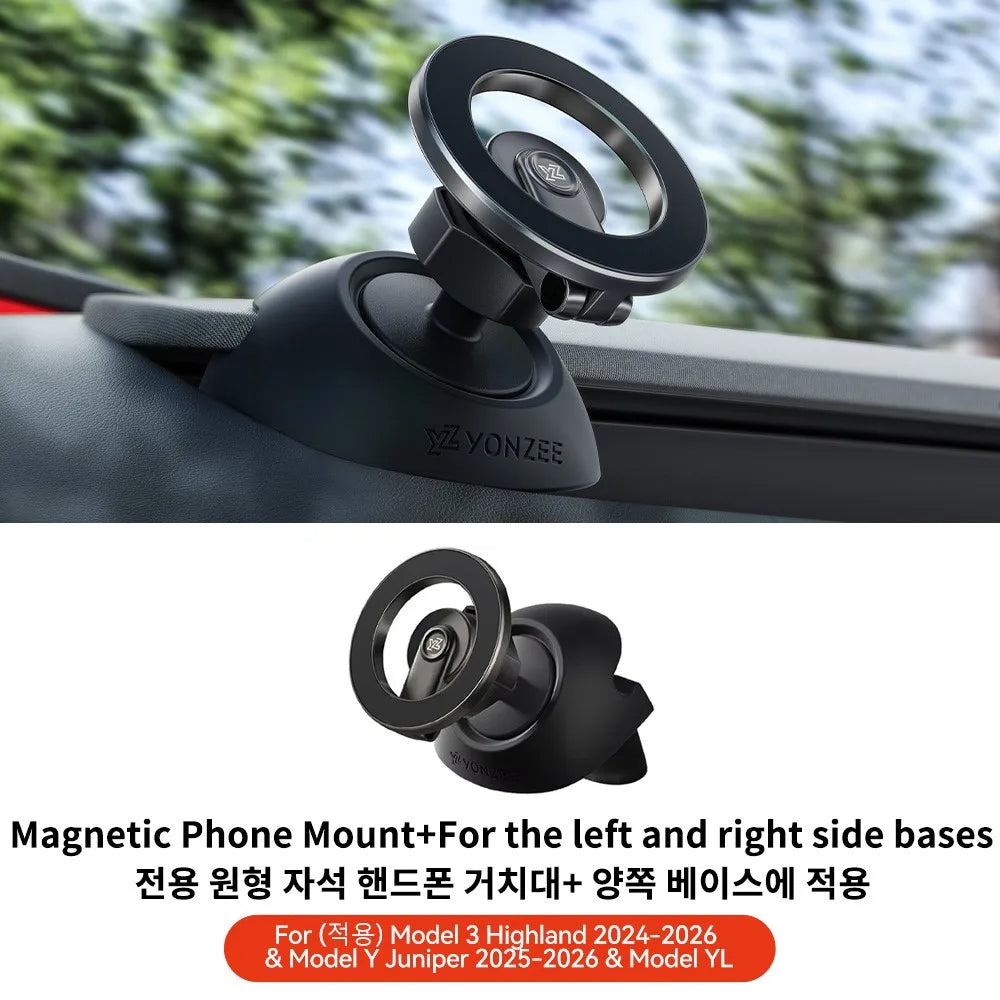 LOR MALE YZ For Tesla Model 3 Y/YL Highland Juniper Magnetic Car Phone Holder 360 Degree Rotation Metal Car Mount for All  Phones