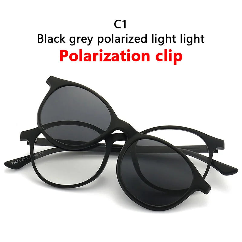LOR MALE Polarized Sunglasses Men Women 2 In 1 Magnetic Clip On Glasses TR90 Optical Prescription Eyewear Frames Eyeglasses