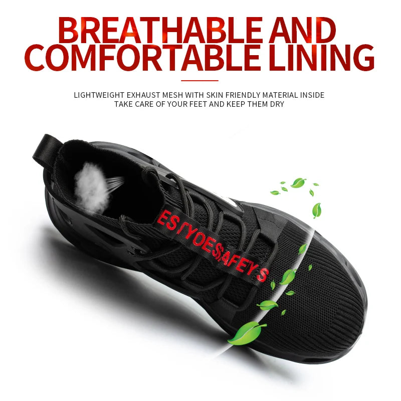 LOR MALE Steel Toe Safety Shoes Men, Anti-Puncture Anti-Smash Non Slip Industrial Work Boots Kevlar-Midsole Protection Tactical Boots