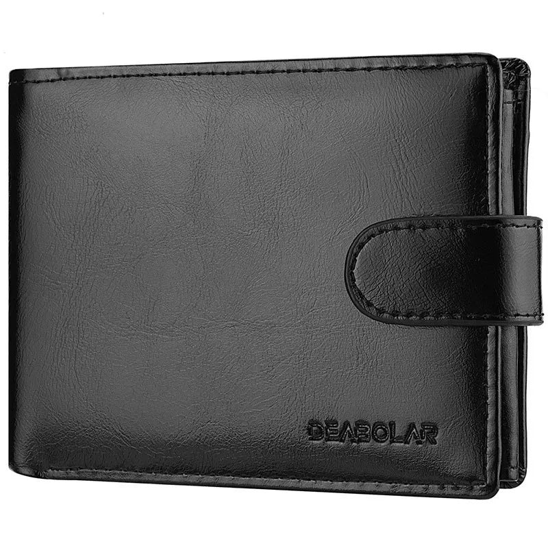 LOR MALE Men's Wallet Rfid Vintage Oil Wax Leather Threefold Wallets for Men Credit Card Holder Purse Money Bag Wallet Man