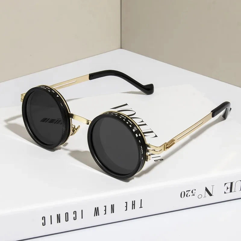 LOR MALE Polarized Round Sunglasses ND9 Adjustable Dimming Sun Glasses Men Women Retro
