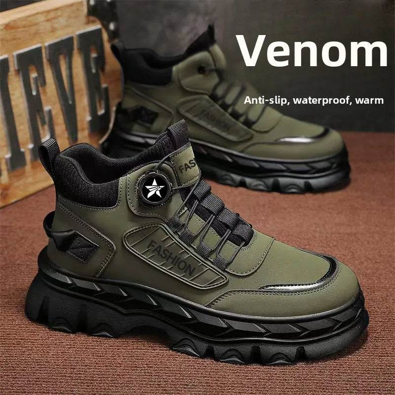 LOR MALE Men's High-Top  Boots Autumn New Style Casual Sports Fashion Shoes Thick Bottom Heightening Anti-Slip Outdoor Workwear
