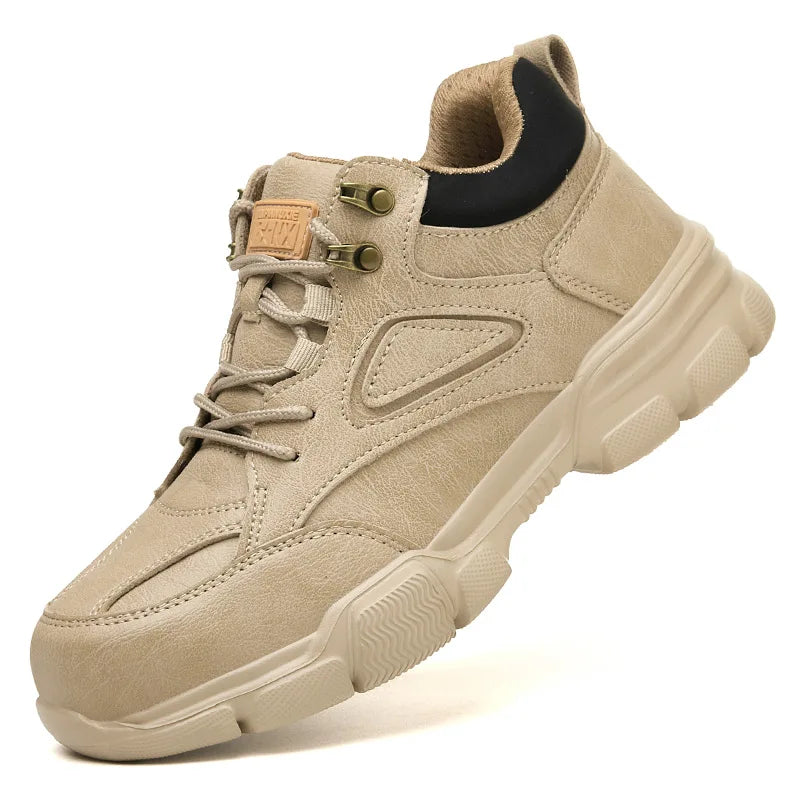 LOR MALE Men Work Shoes Steel Toe Cap Safety Boots European Standard Anti-smash Anti-puncture Men Shoes Light Waterproof Safety Shoes