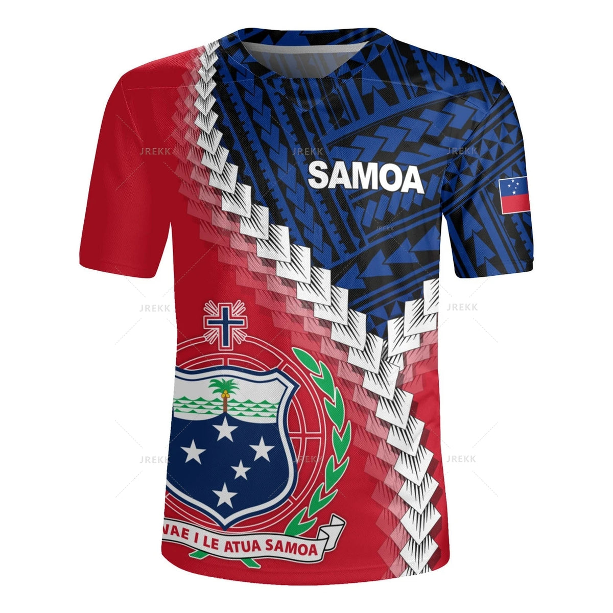 America Samoa Rugby-jersey 3D Printing V Neck T Shirt Samoa Coat Of Arms Emblem Graphic V-Neck T-shirts Mens Clothing Tee Shirts