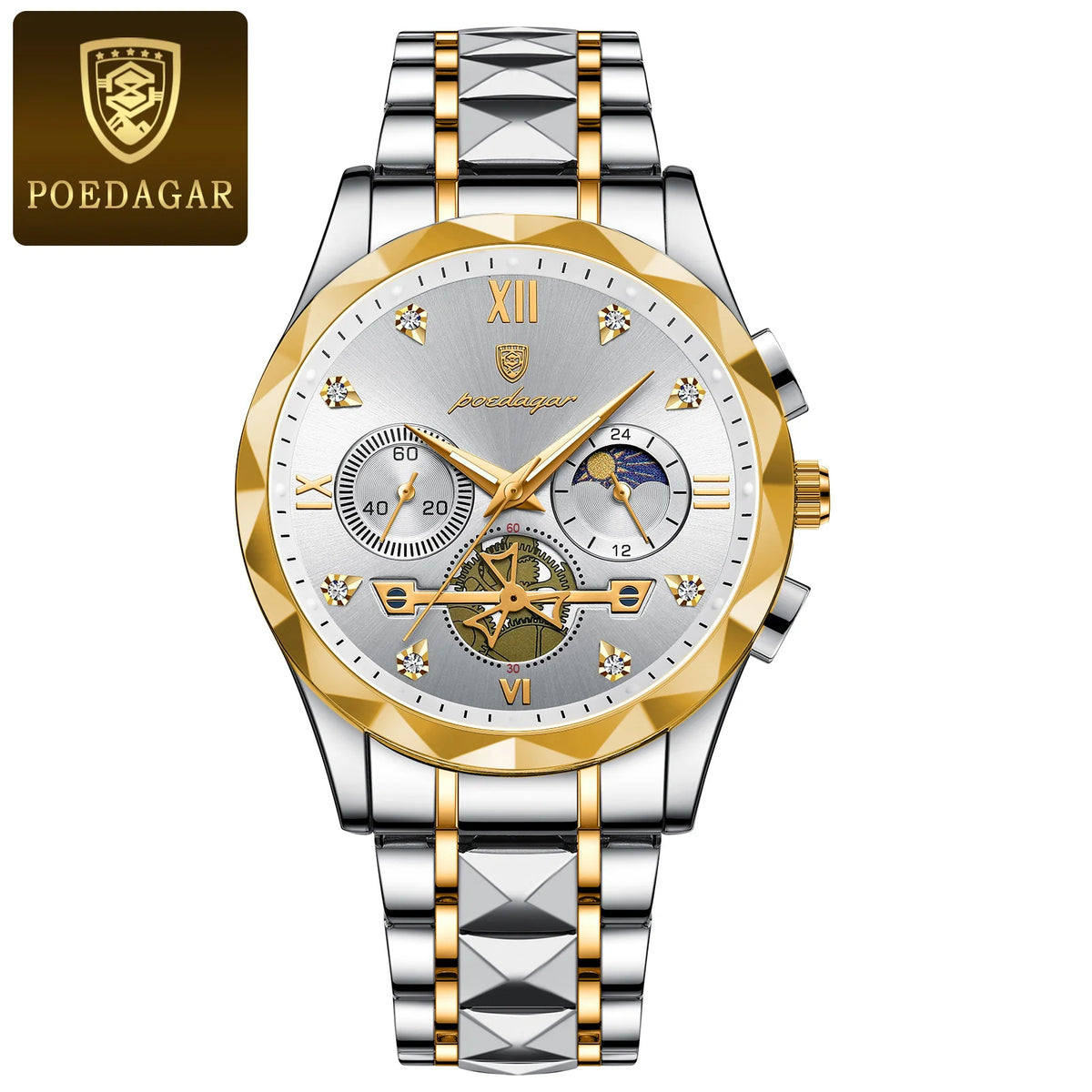 LOR MALE POEDAGAR Top High Quality Man Wristwatch Stainless Steel Chronograph Business Men Watch Waterproof Luminous Quartz Men's Watches