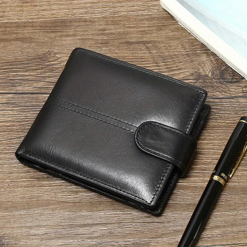 LOR MALE Genuine Leather Wallet, Rfid Anti-Theft Brush, Anti-Magnetic, Short Coin Purse