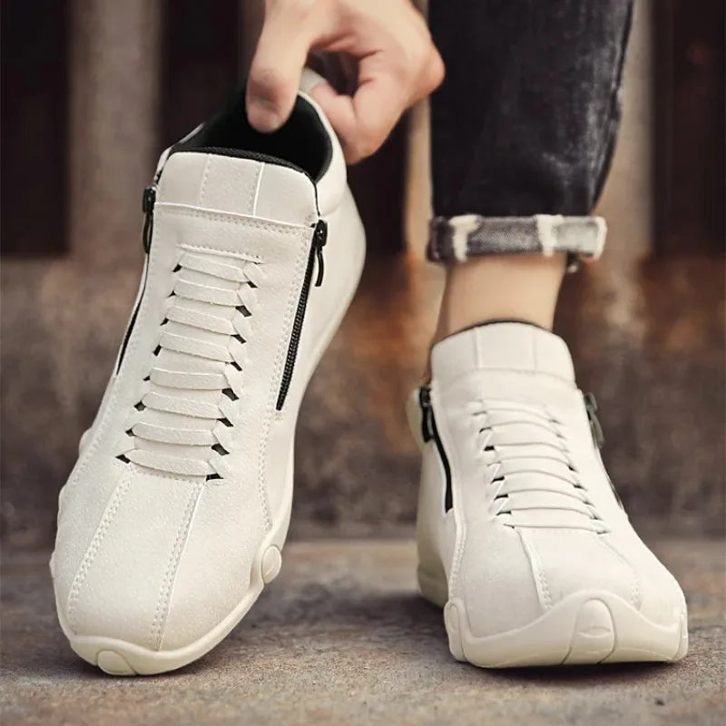LOR MALE Men Boots Barefoot Shoes for Men Designer Pattern Ankle Boots Autumn Hiking Shoes High-Top Sneakers Luxury Mens Motorcycle Boots