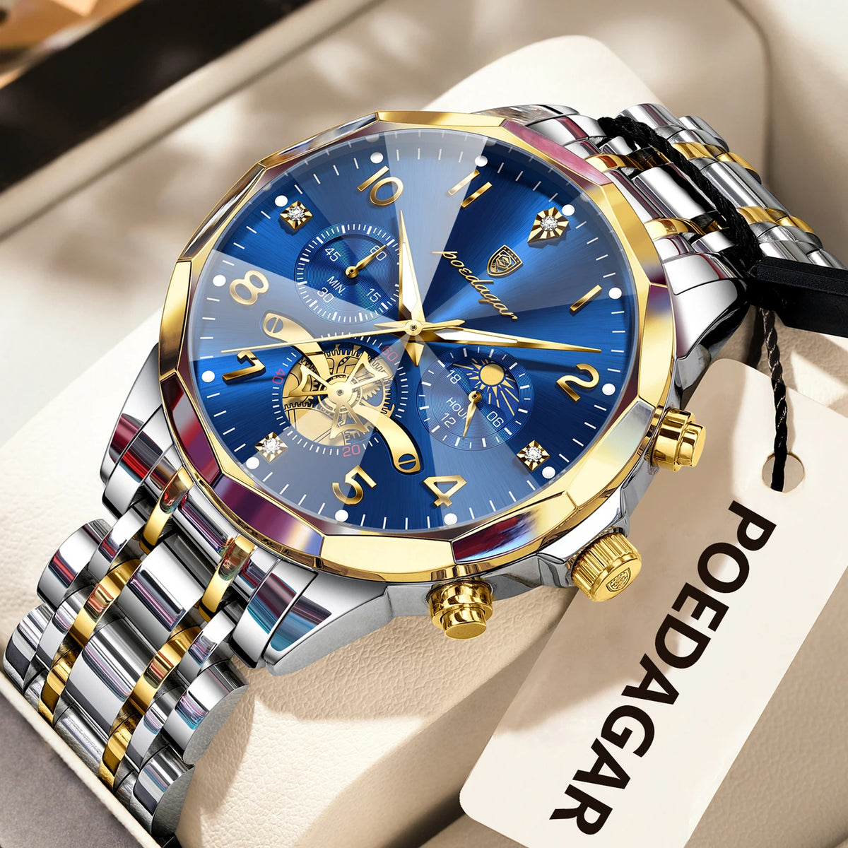 LOR MALE POEDAGAR Luxury High Quality Man Wristwatch Chronograph Stainless Steel Quartz Men's Watches Waterproof Luminous Men Clock Reloj