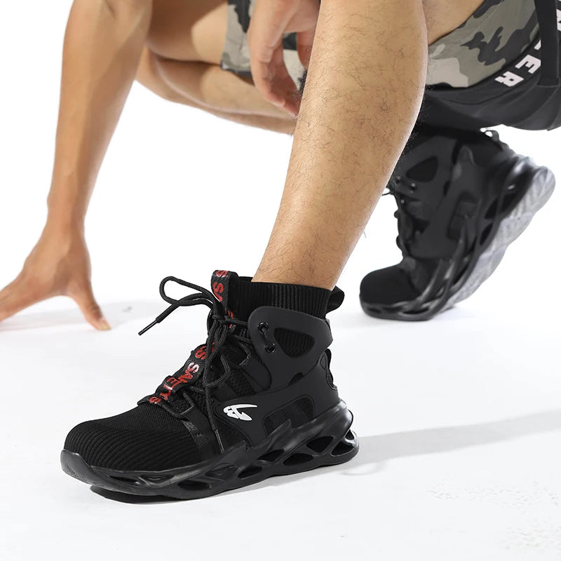 LOR MALE Steel Toe Safety Shoes Men, Anti-Puncture Anti-Smash Non Slip Industrial Work Boots Kevlar-Midsole Protection Tactical Boots