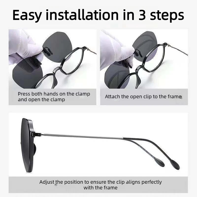 LOR MALE Polarized Sunglasses Clips for Men Classic Anti-UV Driving Sun Glasses Clips for Day and Night Use Outdoor Fishing Lenses