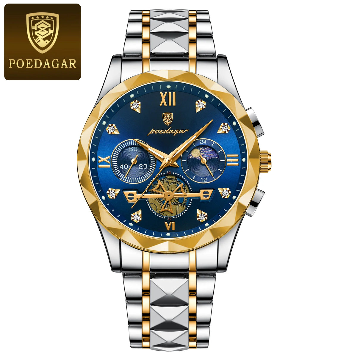 LOR MALE POEDAGAR Top High Quality Man Wristwatch Stainless Steel Chronograph Business Men Watch Waterproof Luminous Quartz Men's Watches