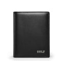 LOR MALE GOLF Men's Wallet Leather Flap Purse Black Money Clip Small Card Vertical Short Wallet for Men Coin Cardholder Anti Theft Brush
