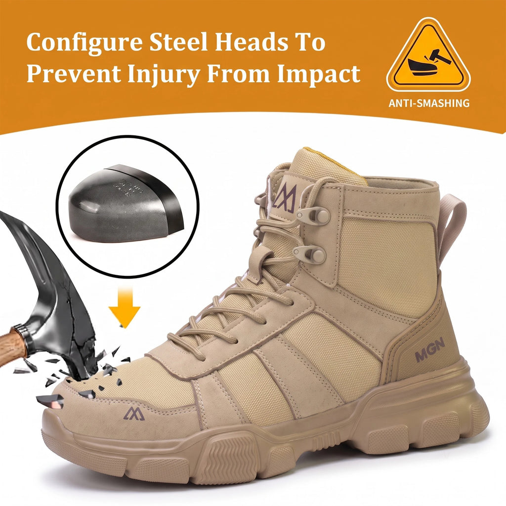 LOR MALE Indestructible Security Protective Boots Men Comfortable Breathable Construction Working Boots Anti-Puncture Work Safety Shoes